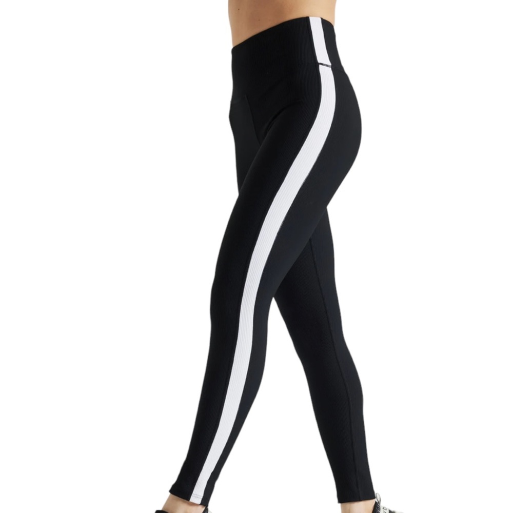 EY Black And White Color Block Rib Legging